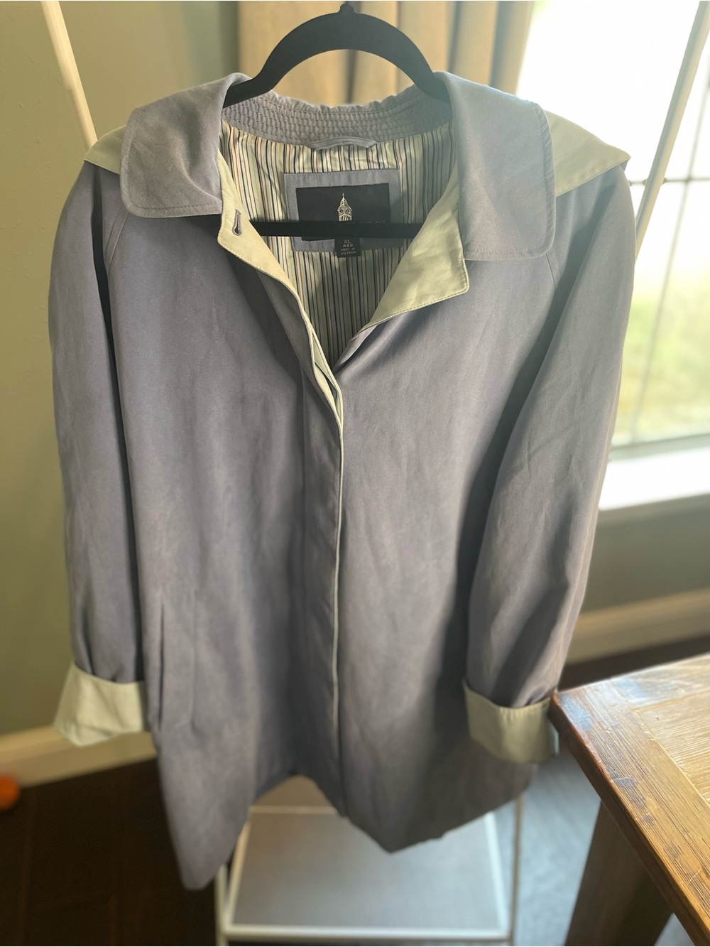 London Fog Suede Feel Jacket Light Blue Womans XL Soft Touch Lightweight Coat